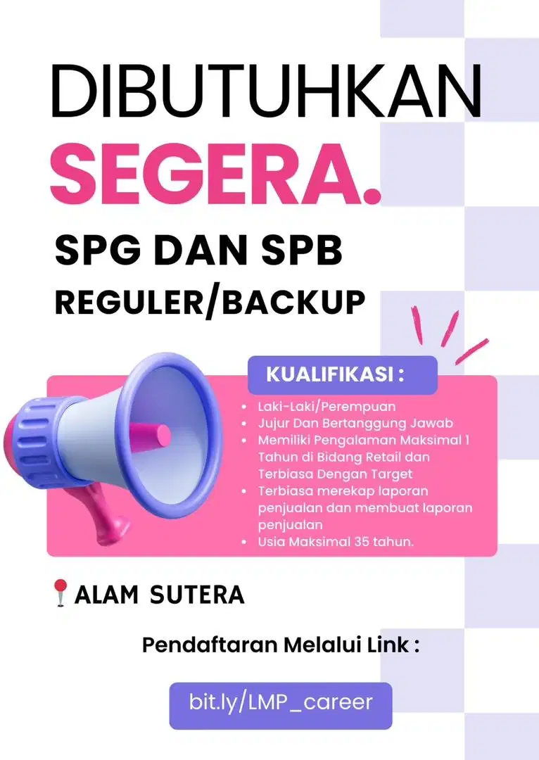 DIBUTUHKAN SPG / SPB RETAIL FASHION