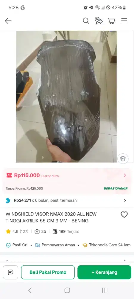 Windshield visior NMAX 2020 all new tinggi 55 cm 3 mm bening