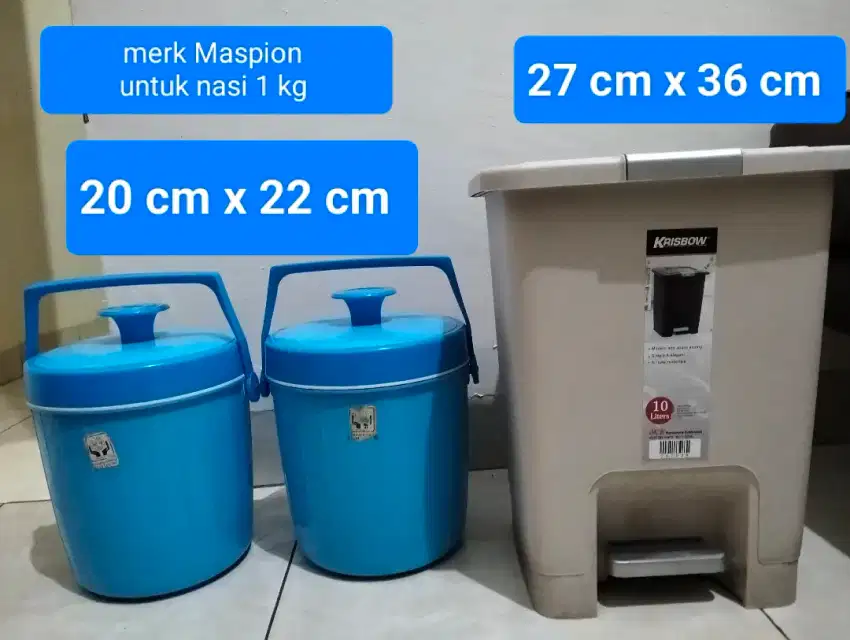 Tempat sampah dan termos nasi / termos es batu