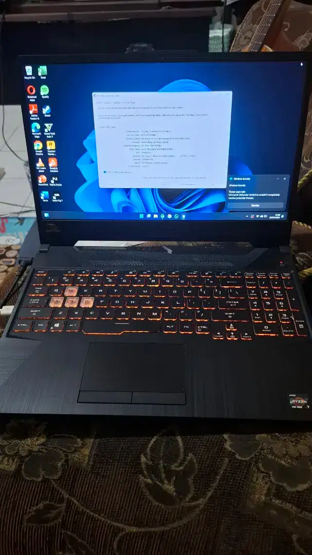 dijual laptop asus tuf gaming a15 fa506 (bekas)