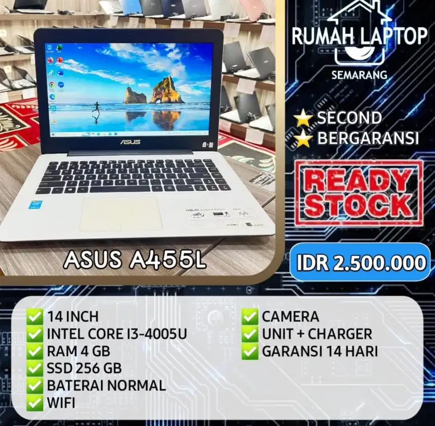 Laptop Asus A455L (second). Intel Core i3-4005U. RAM 4 GB. SSD 256 GB.