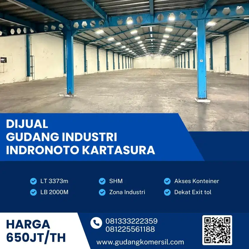 Disewakan Gudang Industri Luas 3374m2 Lokasi Kartasura,Sukoharjo