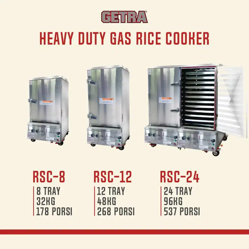 Heavy Duty  Gas Rice cooker Rsc-8 Merk Getra