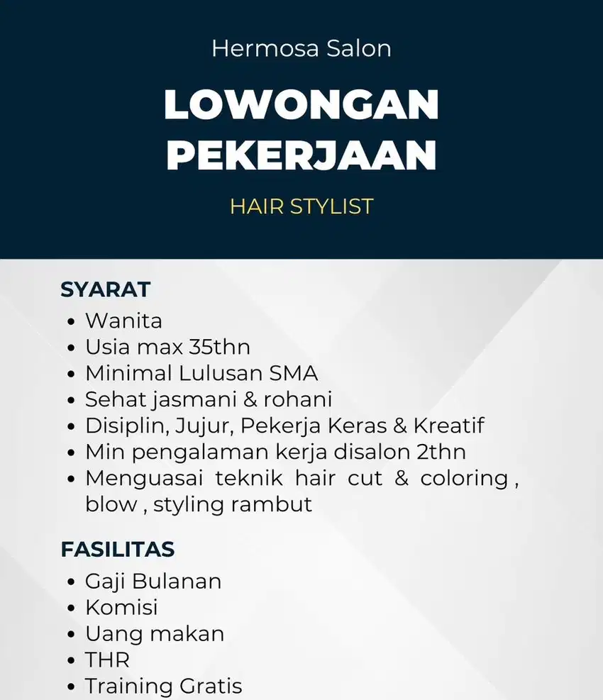 loker hair stylist / kapster wanita