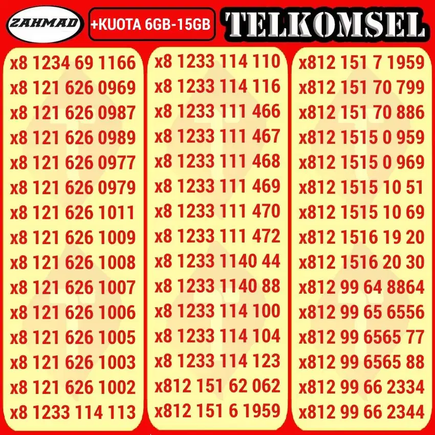 TSEL-A) NOCAN Telkomsel Bonus Kuota kartu perdana nomor cantik simpati