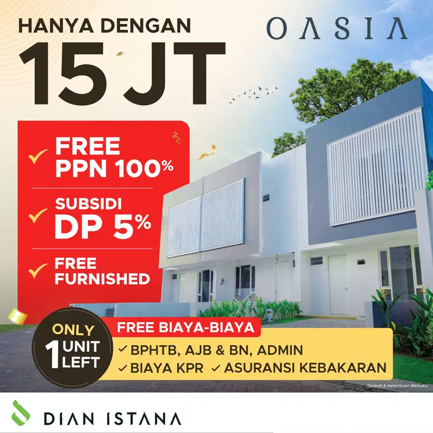 Dijual Rumah Baru Dian istana full furnish sisa 1 unit