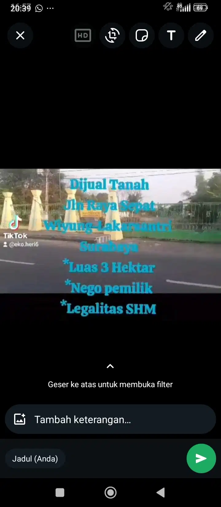 Tanah nol jalan raya di Wiyung Surabaya