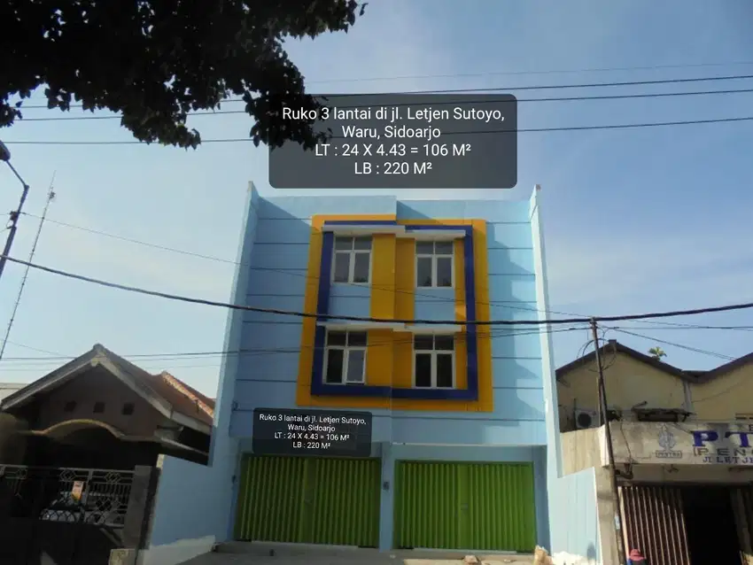 Disewakan Ruko di jl. Letjen sutoyo , Waru, Sidoarjo