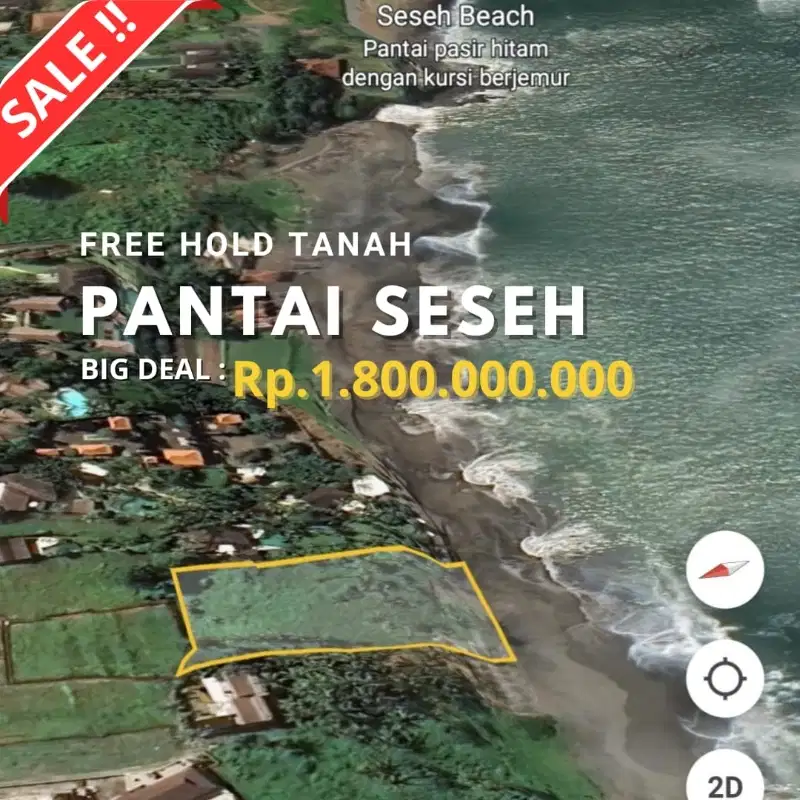 tanah beach front Seseh badung sangat cocok untuk beach club', hotel