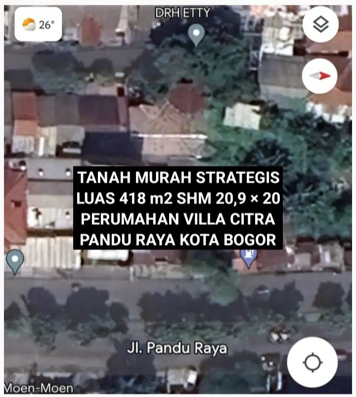 TANAH MURAH STRATEGIS DI PERUMAHAN VILLA CITRA PANDU RAYA KOTA BOGOR