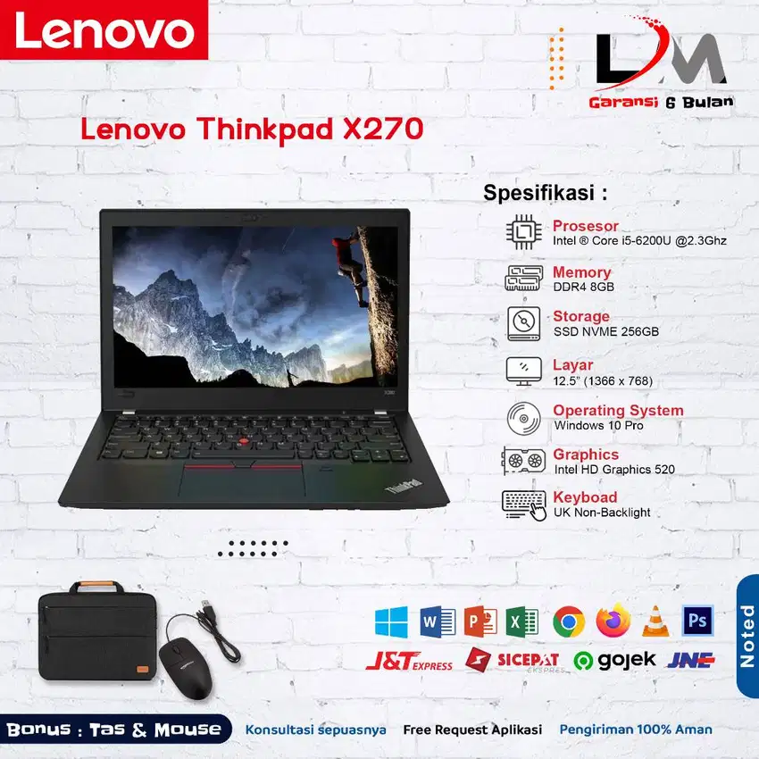 Lenovo Thinkpad X270 Intel i5 Gen6 Ram 8 SSD 256 12,5 HD Windows 10