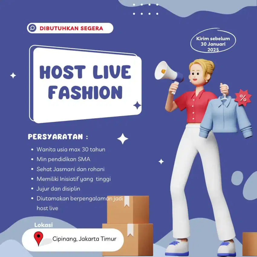 Lowongan Kerja Host Live Shopping Online Shop