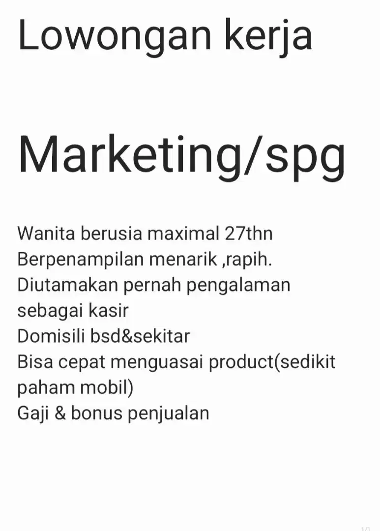 Lowongan pekerjaan Marketing