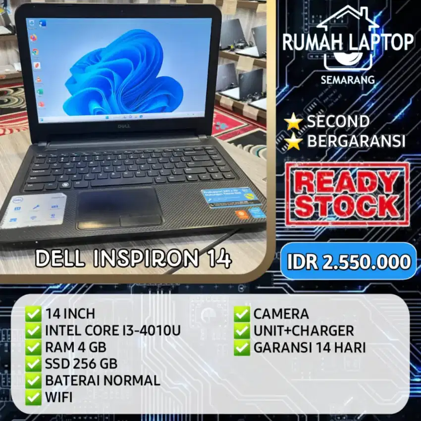 dell inspiron 14. core i3. ram 4gb. ssd 256gb.