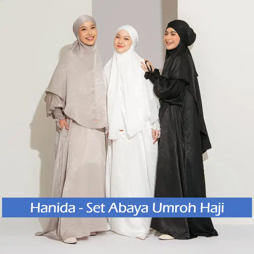 Hanida-Set Abaya Umroh Haji Gamis Set Kerudung Syari