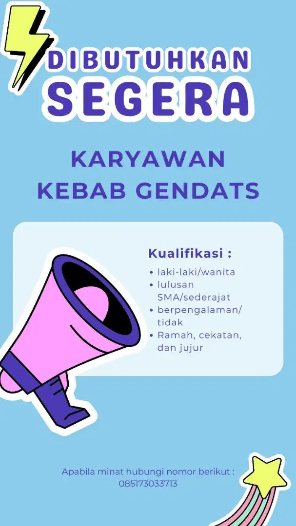 Lowongan pekerjaan jaga toko kebab