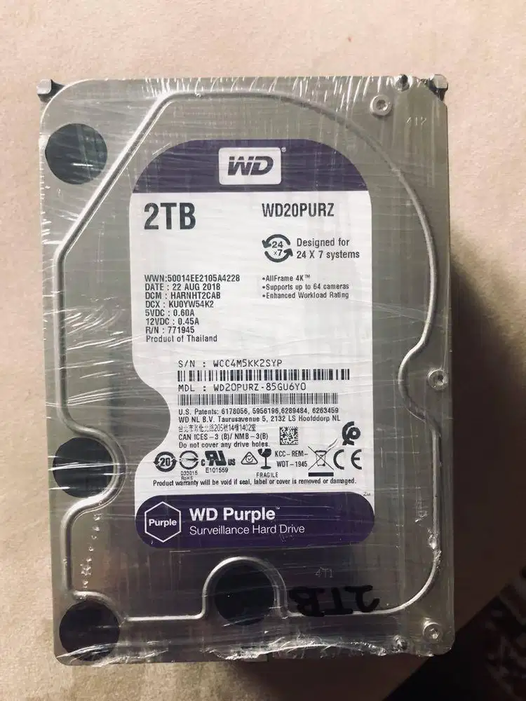 HDD 2TB WD PURPLE SEAGATE SKYHAWK CCTV PC KOMPUTER GARANSI MURAH ORI