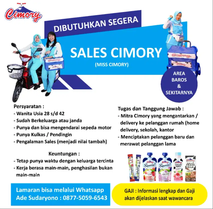 Lowongan Cimory/Lowongan Kerja/Loker Baros/Miss Cimory/Wirausaha