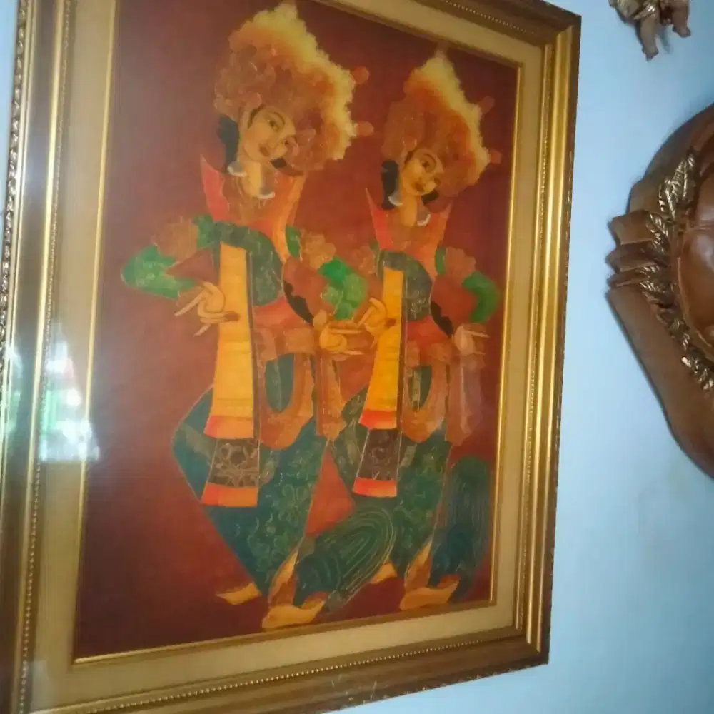 Lukisan Bali antik judul Twins Bali dancers