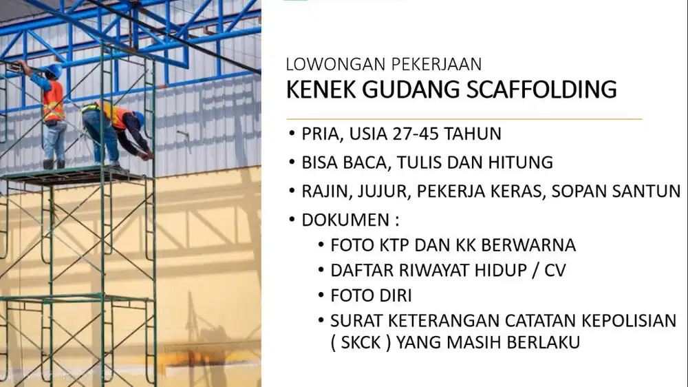 DICARI Kenek Gudang Barang Scaffolding / Steger