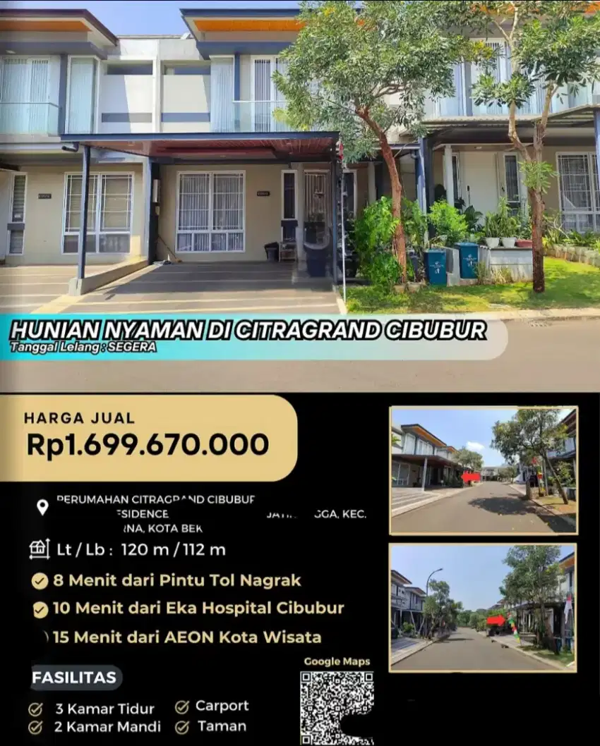 Dijual Rumah Citra Grand Cibubur