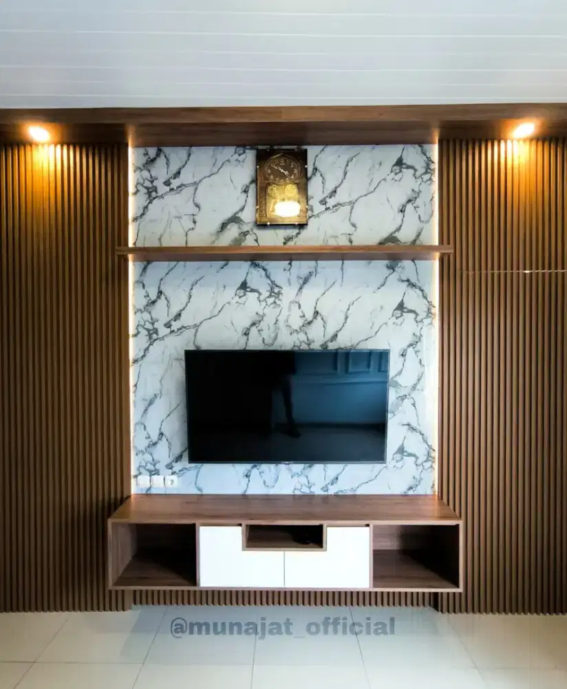 Backdrop Cabinet TV Motif Marmer WPC