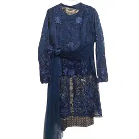 One Set Kebaya Biru Navy Preloved