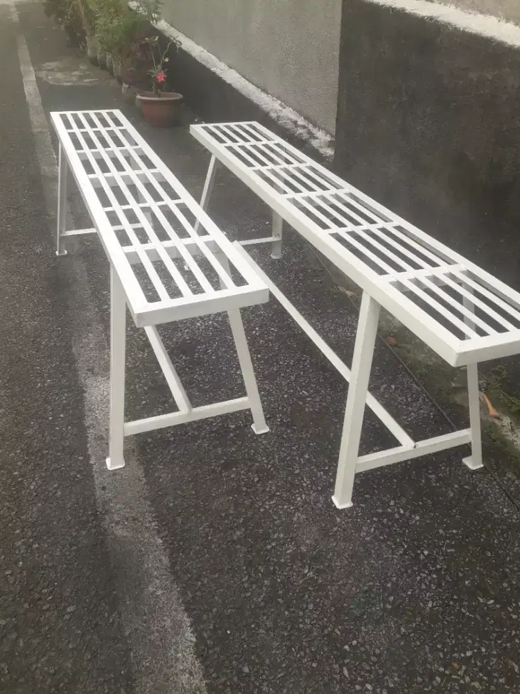 Kursi besi teras, taman, warung, kursi besi panjang