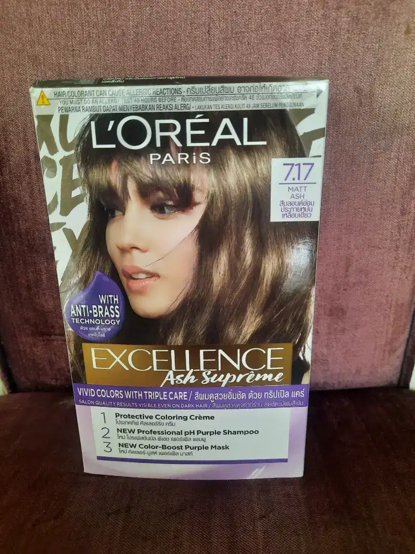 Semir rambut Loreal kode 7.17 warna matt ash (ash brown)