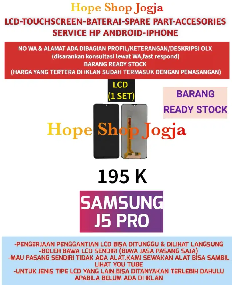 Service HP/Touchscreen-Baterai-LCD Samsung J5 Pro