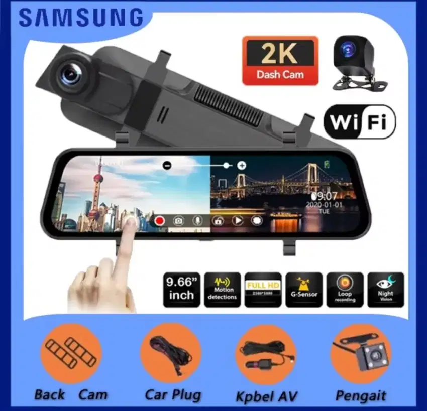 Descam camera dvr rekord depan spion