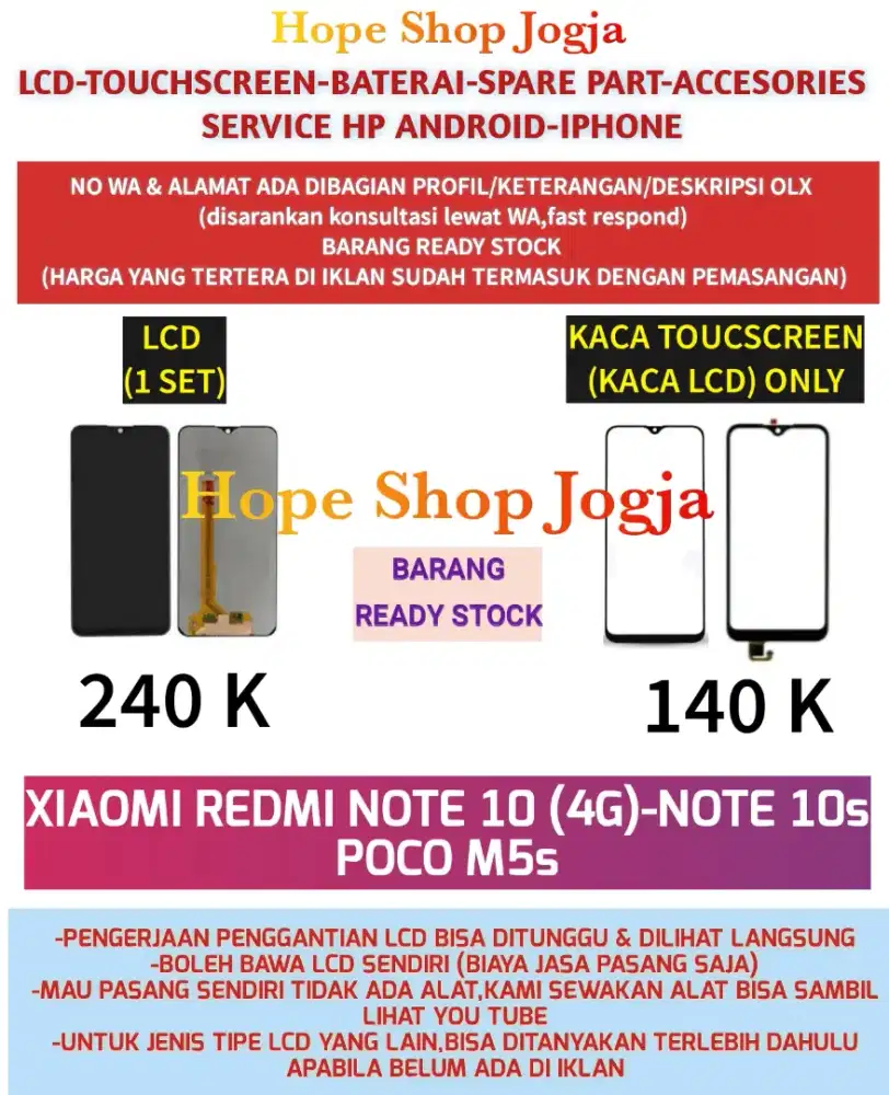 Service HP-Touchscreen-Baterai-LCD XIAOMI REDMI NOTE 10 (4G)-Note 10s