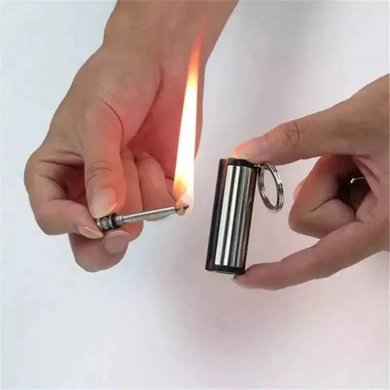 Gantungan korek api bisa isi ulang gk25 silver camping anti air