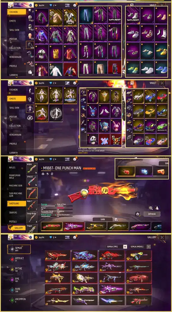 JUAL AKUN FF SULTAN SPEK GG DATA AMAN ADA GARANSI