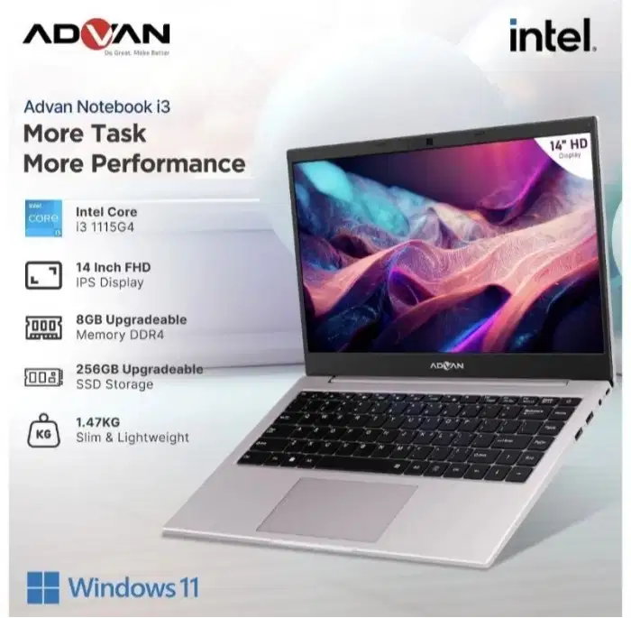 Advan Soulmate i3 Gen 11 14 Inch FHD IPS 8/256 Laptop Notebook Intel