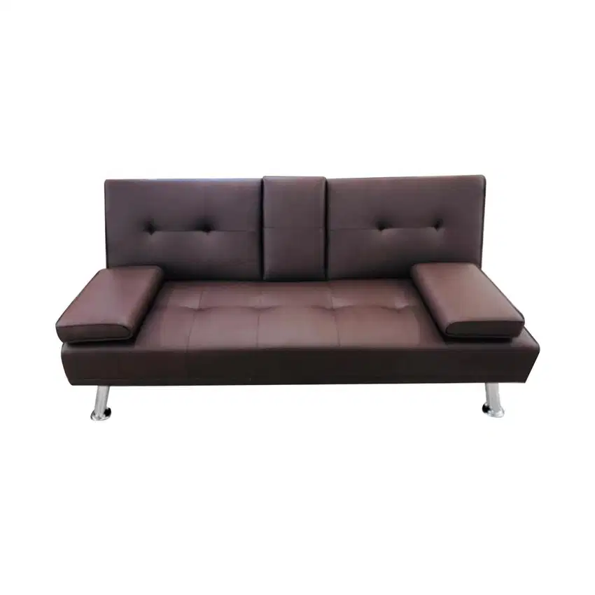 GENI RELAX SOFA W/ CONSOLE BROWN PU