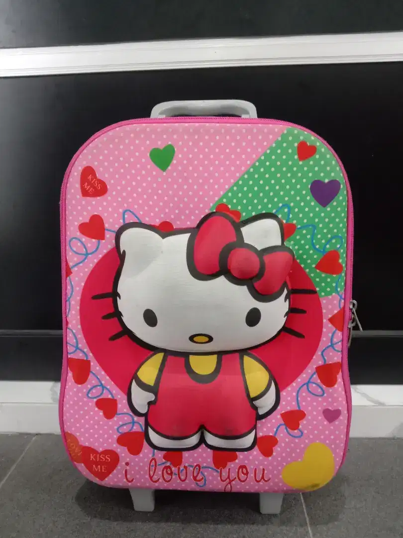 Tas troli anak Hello Kitty timbul tiga roda