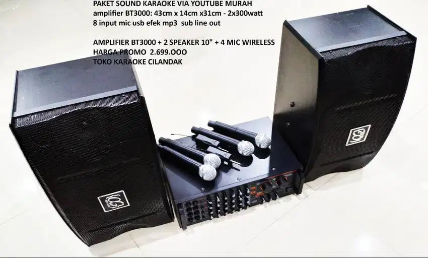 AMPLIFIER BT3000 + 2SPEAKER 10 + 4 MIC WIRELESS