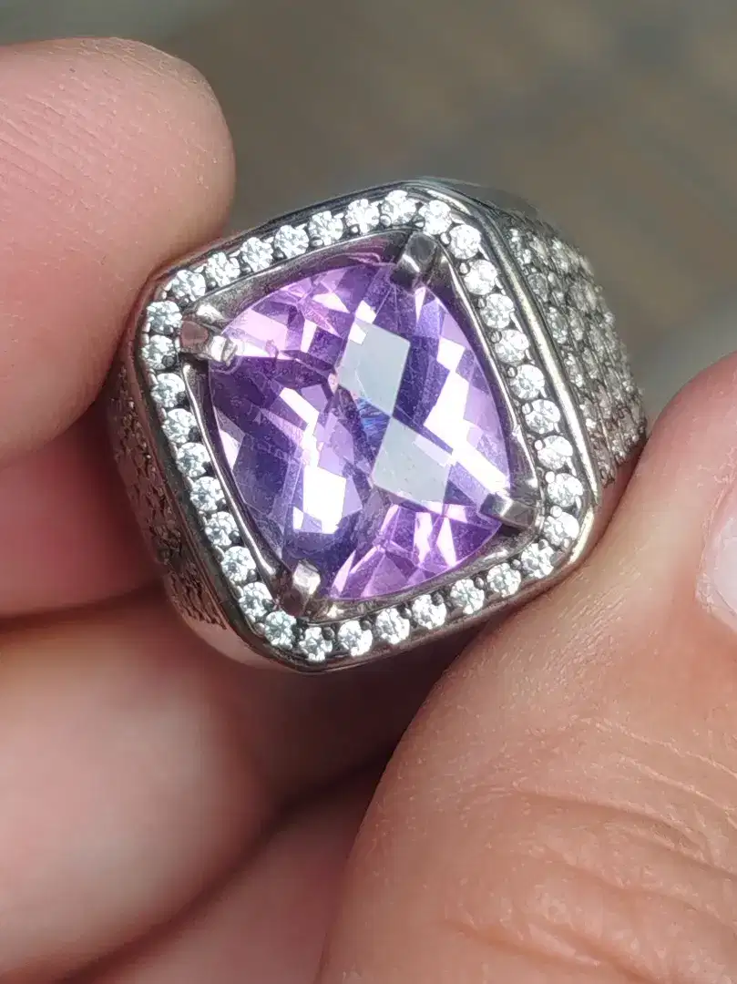 Batu kecubung ametysh 4.39 carat ring perak memo MRI top kristal