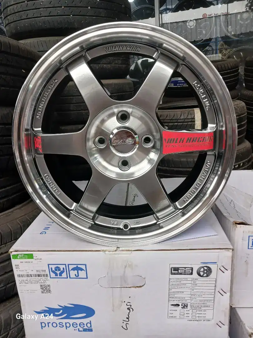 Velg te37 ring 16 lebar 7 pcd 4x100 ET 40 hyperblack 4pcs