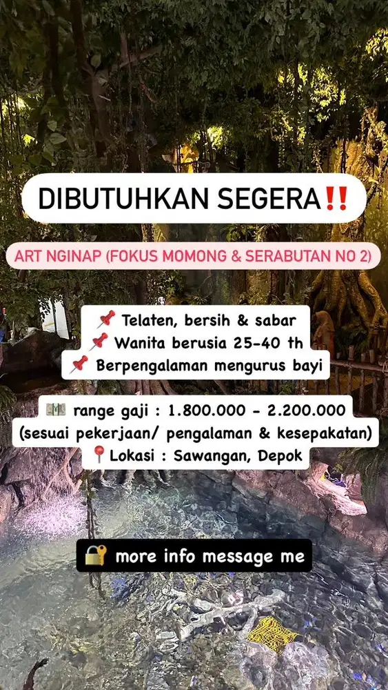 Lowong pekerjaan pengasuh/ baby sitter/ nanny