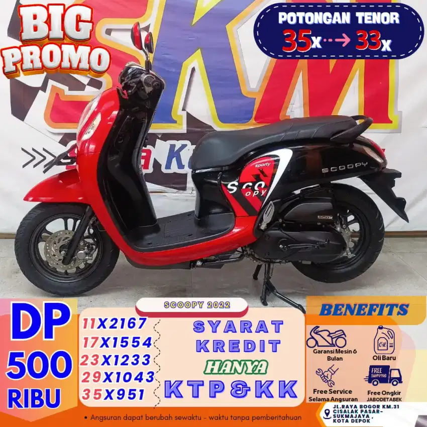 Scoopy 2022 - dp 500rb gratis tenor 2bulan