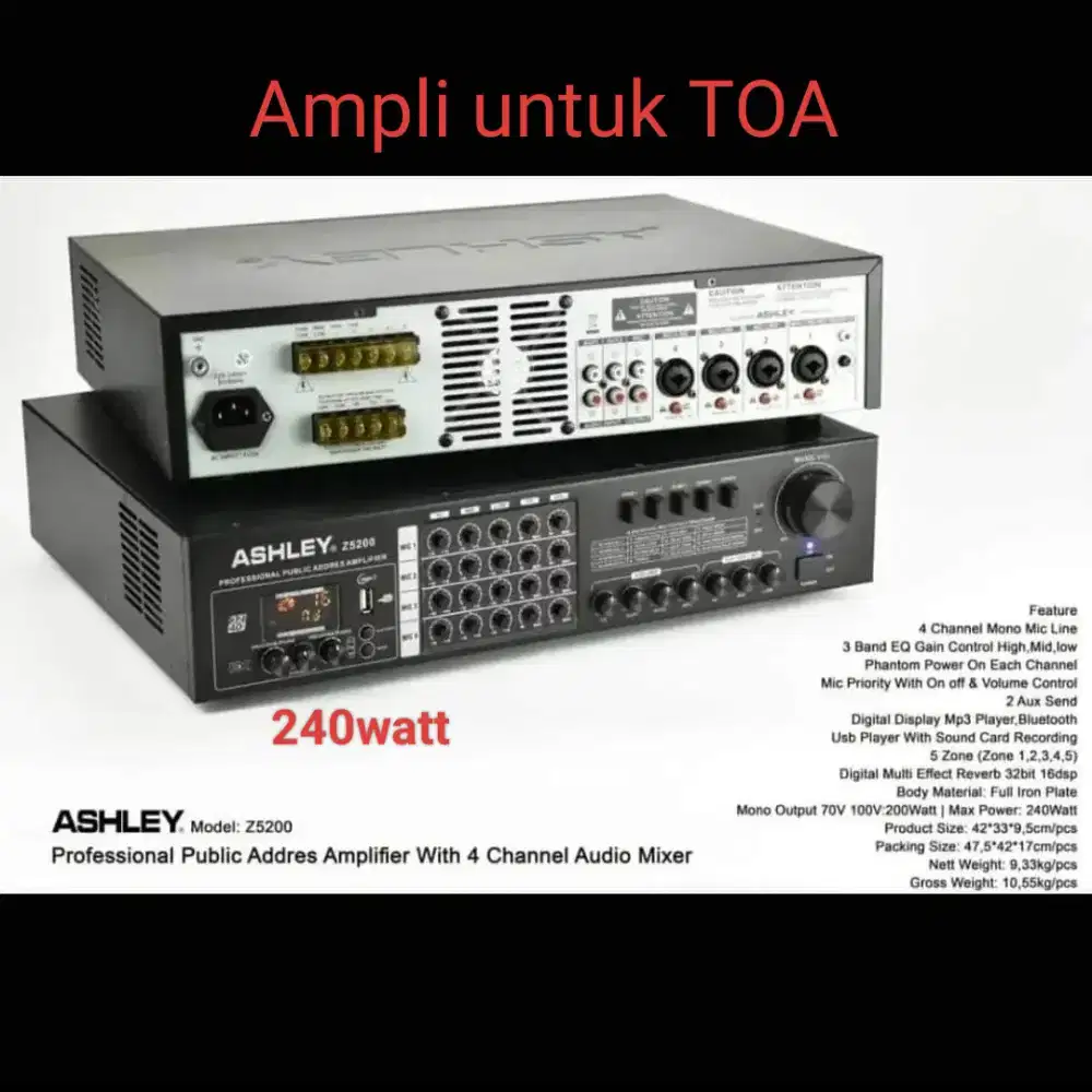 Amplifier untuk TOA merk Ashley Z5200 250watt