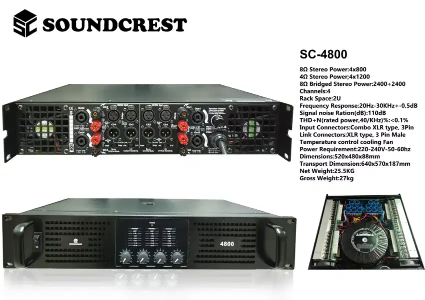 Power Amplifier Soundcrest SC4800 4channel