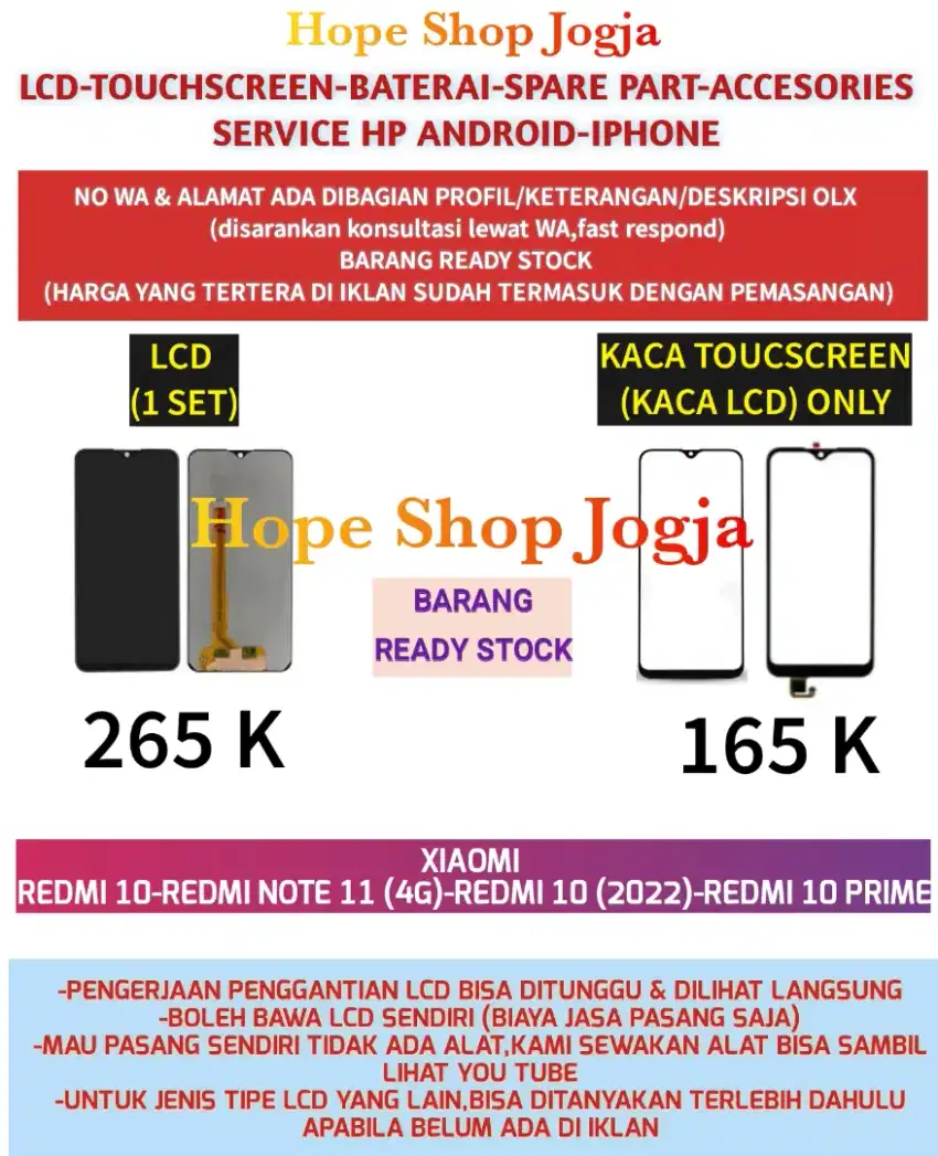 Service HP-Touchscreen-Baterai-LCD Xiaomi Redmi 10-Redmi 10 prime