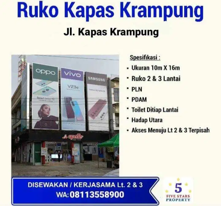 Disewakan Ruko Kapas Krampung Sangat Cocok Untuk Usaha