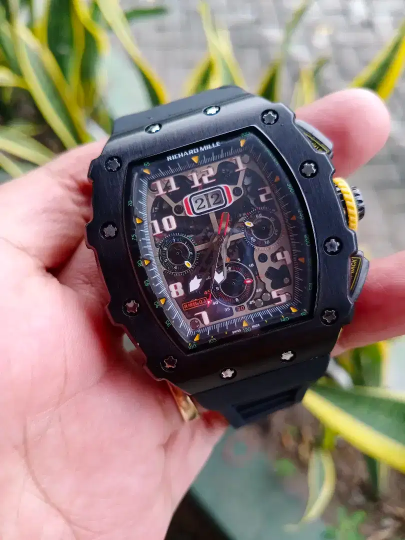 Jam pria RM black crono automatic