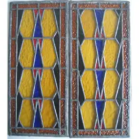 2 biji Vintage antik kaca patri Rumah Belanda