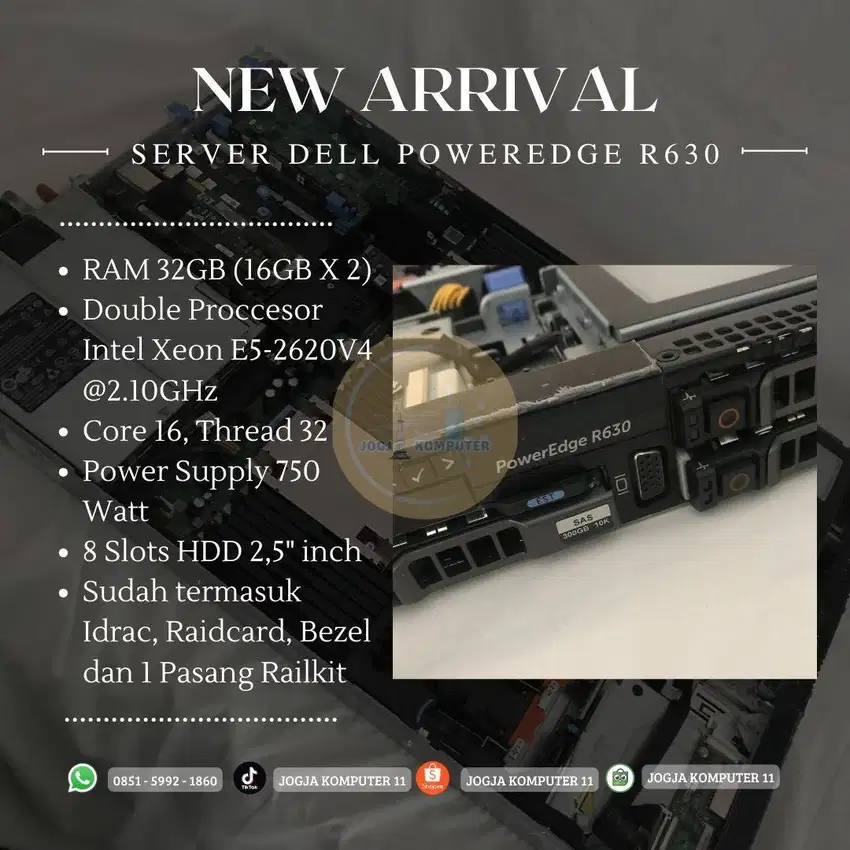 Server Dell PowerEdge R630 RAM 32GB Intel Xeon E5-2620V4 2.10GHz