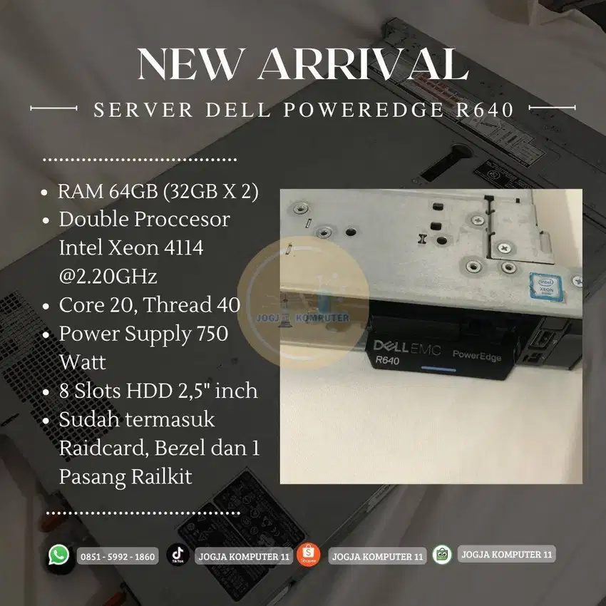 Server Dell PowerEdge R640 RAM 64GB Intel Xeon 4114 2.20GHz, Dual Proc
